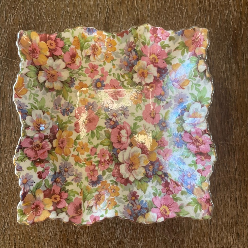 Floral Decorative Mini Dish - Pink, Yellow & Green